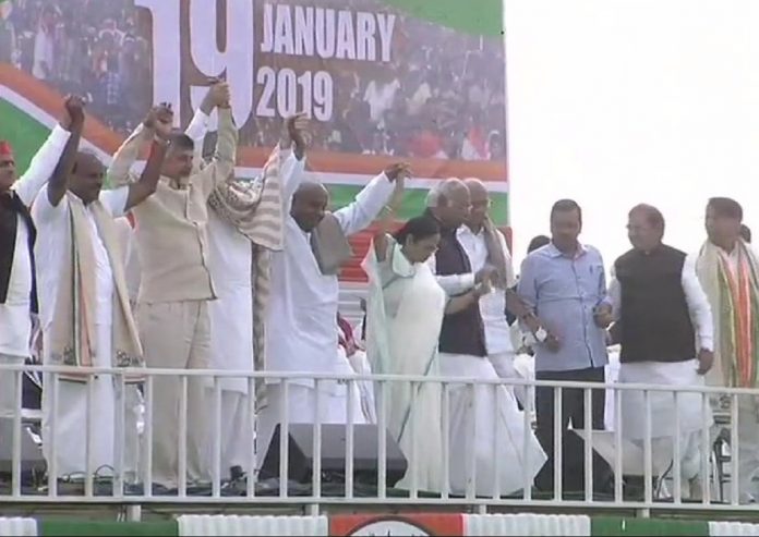 Opposition leaders at TMC led United India rally in Kolkata Opposition leaders at TMC led United India rally in Kolkata