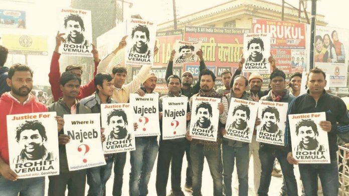 Ambedkarwadi_Chatra_Sabha_Protest_against_Government_position_on_HCU_Dalit_scholar_Rohit_Vemulas_Death-e1543764425311-696x392